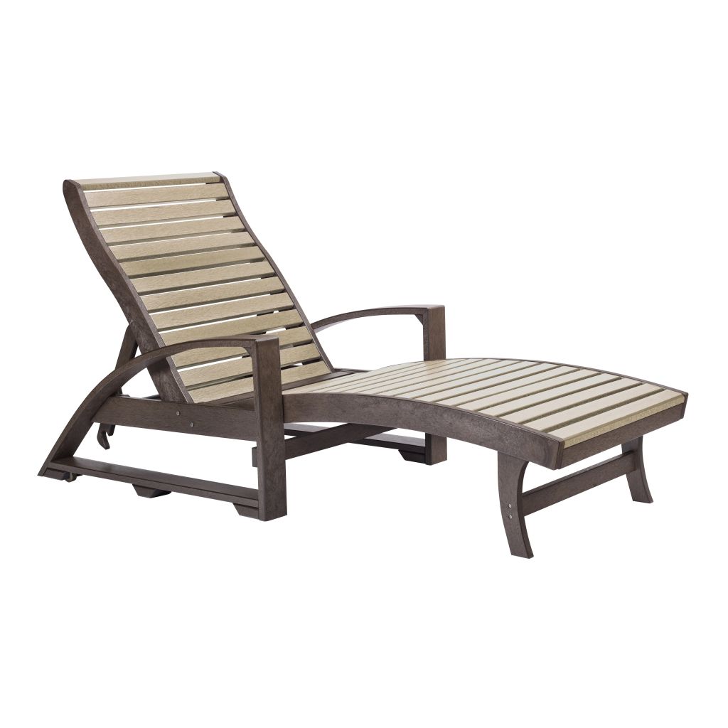 Chaise Lounge L38 mit verdeckten Rollen – Sonnenliege aus Recyclingkunststoff choco-beige