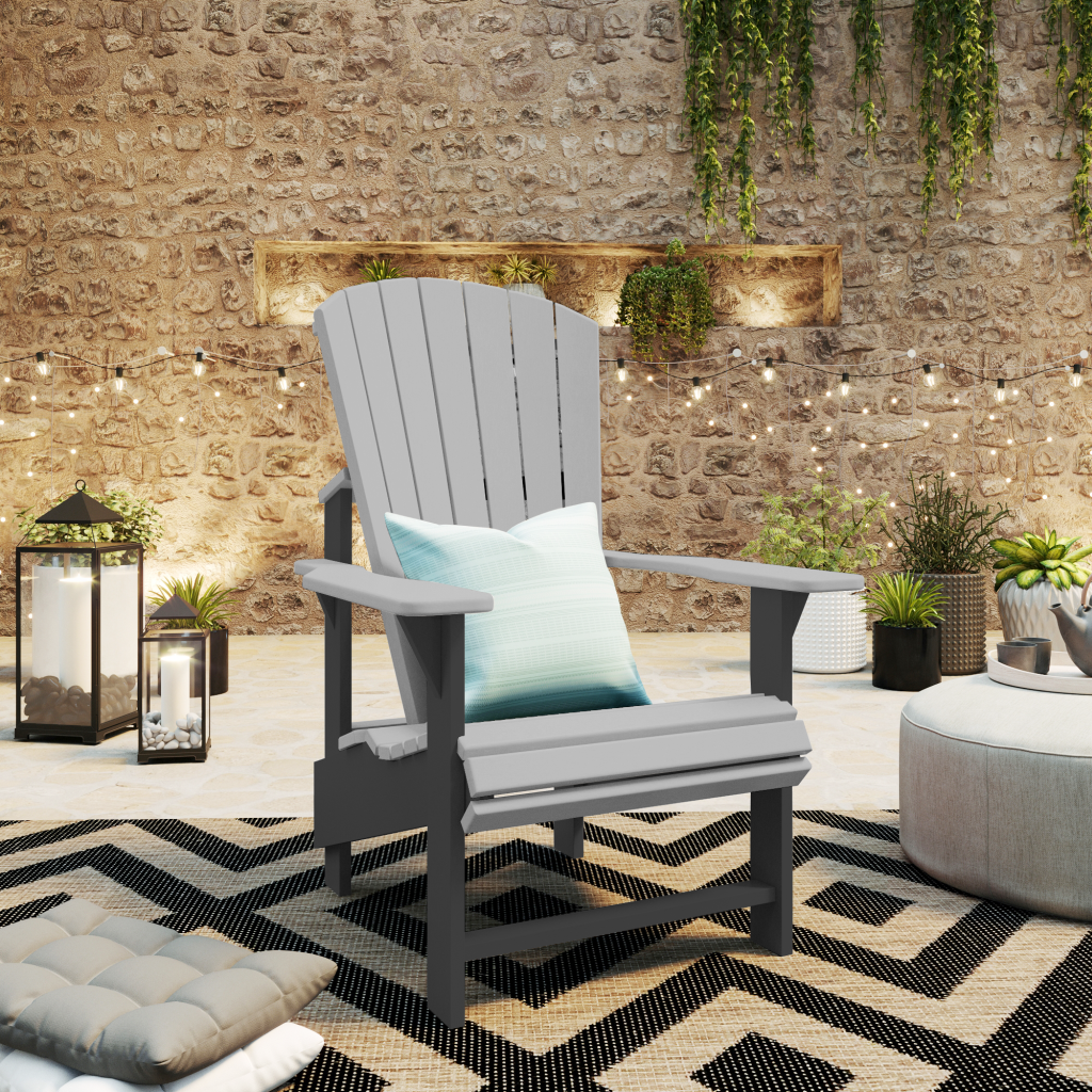 C03 Upright Adirondack (Chair) slate-lightgrey aus hochwertigem Kunststoff Designer Gartenstuhl Original aus Kanada