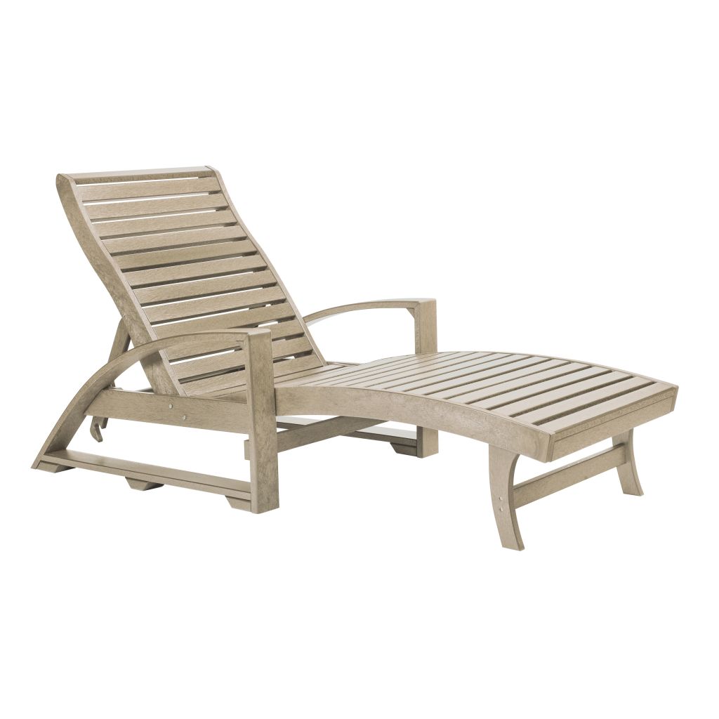 Chaise Lounge L38 mit verdeckten Rollen – Sonnenliege aus Recyclingkunststoff beige