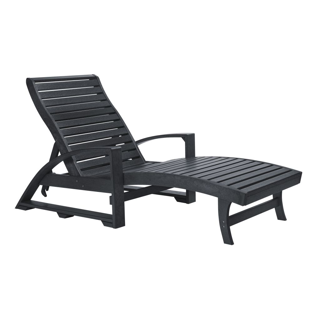 Chaise Lounge L38 mit verdeckten Rollen – Sonnenliege aus Recyclingkunststoff black